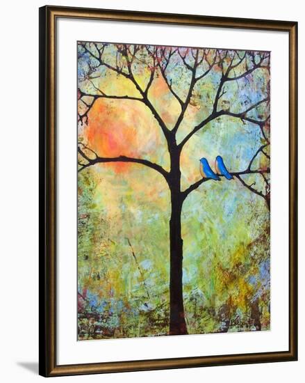 Tree Print Art Birds Sunshine Bluebirds-Blenda Tyvoll-Framed Art Print