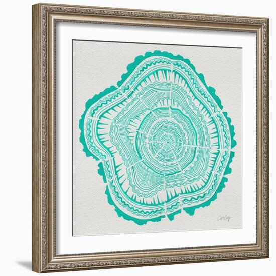 Tree Rings in Turquoise-Cat Coquillette-Framed Giclee Print