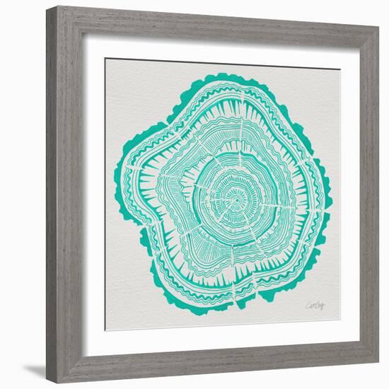 Tree Rings in Turquoise-Cat Coquillette-Framed Giclee Print