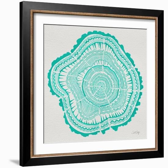 Tree Rings in Turquoise-Cat Coquillette-Framed Giclee Print