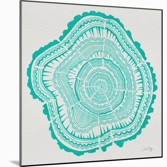 Tree Rings in Turquoise-Cat Coquillette-Mounted Giclee Print