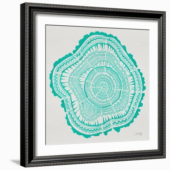 Tree Rings in Turquoise-Cat Coquillette-Framed Giclee Print