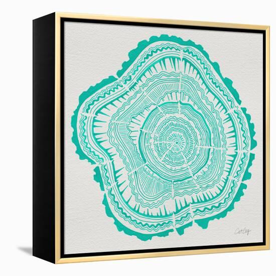 Tree Rings in Turquoise-Cat Coquillette-Framed Premier Image Canvas