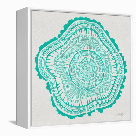 Tree Rings in Turquoise-Cat Coquillette-Framed Premier Image Canvas