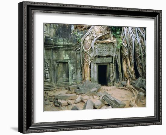 Tree Roots Overgrowng Temple, Ta Prohm, Angkor, Cambodia, Asia-Bruno Morandi-Framed Photographic Print