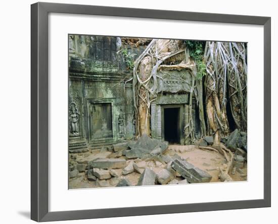 Tree Roots Overgrowng Temple, Ta Prohm, Angkor, Cambodia, Asia-Bruno Morandi-Framed Photographic Print