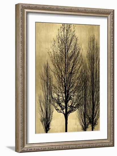 Tree Silhutette on Gold II-Kate Bennett-Framed Art Print