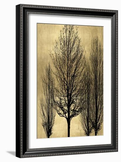 Tree Silhutette on Gold II-Kate Bennett-Framed Art Print