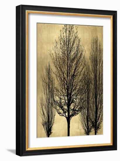 Tree Silhutette on Gold II-Kate Bennett-Framed Art Print