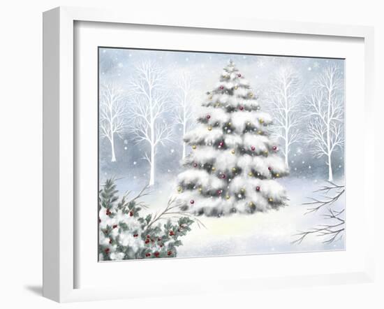 Tree, Snowflakes, Berries and Twigs-MAKIKO-Framed Giclee Print