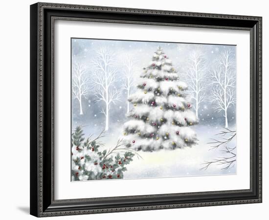 Tree, Snowflakes, Berries and Twigs-MAKIKO-Framed Giclee Print