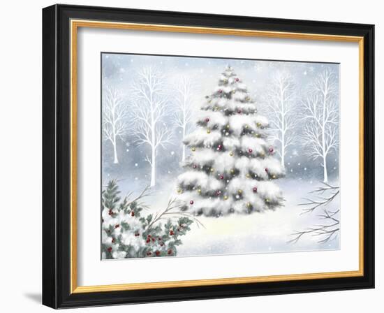 Tree, Snowflakes, Berries and Twigs-MAKIKO-Framed Giclee Print