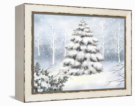 Tree, Snowflakes, Berries and Twigs-MAKIKO-Framed Premier Image Canvas