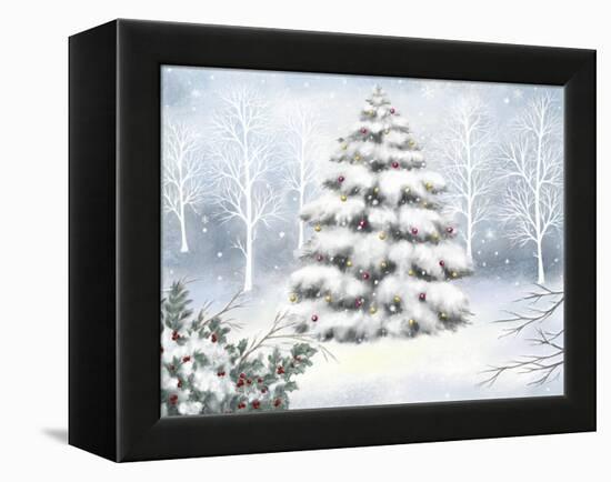 Tree, Snowflakes, Berries and Twigs-MAKIKO-Framed Premier Image Canvas