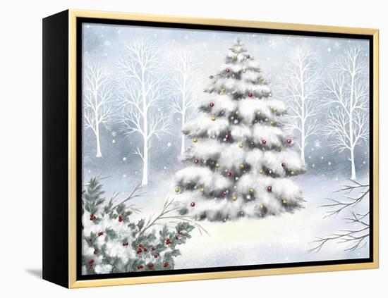 Tree, Snowflakes, Berries and Twigs-MAKIKO-Framed Premier Image Canvas