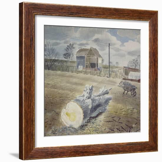 Tree Trunk and Wheelbarrow-Eric Ravilious-Framed Giclee Print