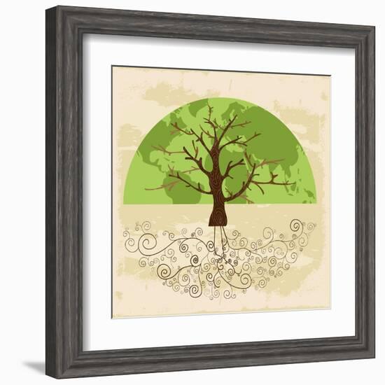 Tree World Concept-cienpies-Framed Art Print