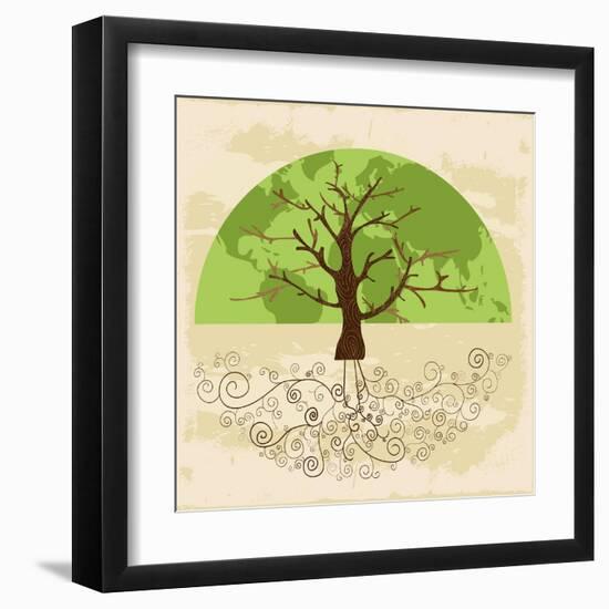 Tree World Concept-cienpies-Framed Art Print