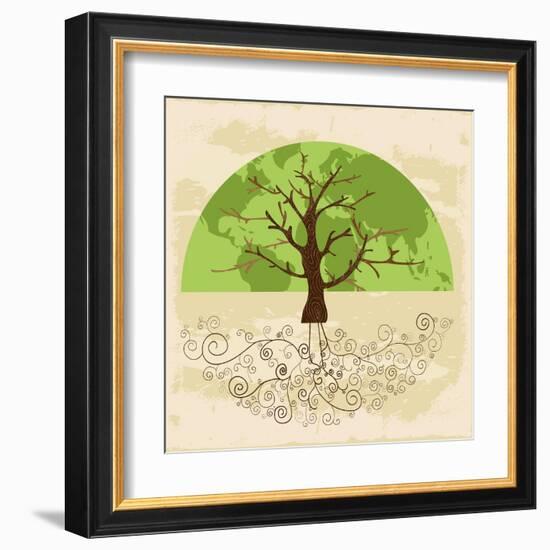 Tree World Concept-cienpies-Framed Art Print