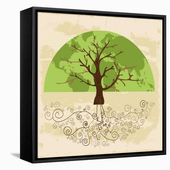 Tree World Concept-cienpies-Framed Stretched Canvas