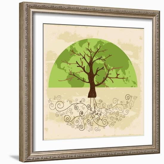 Tree World Concept-cienpies-Framed Art Print