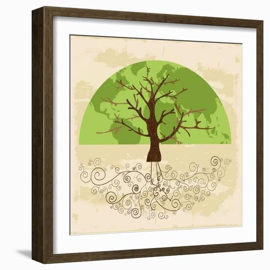 Tree World Concept-cienpies-Framed Art Print