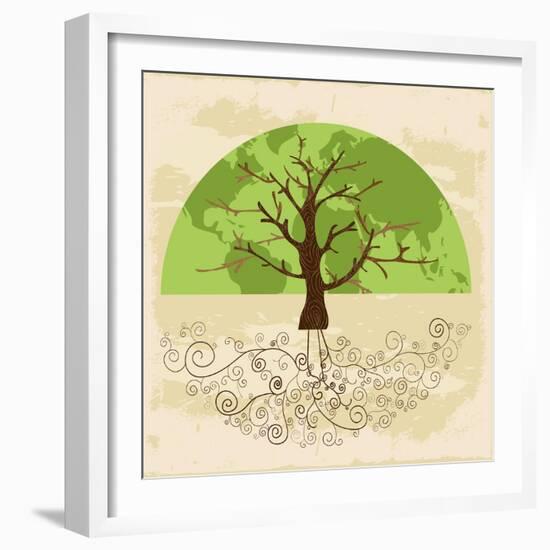 Tree World Concept-cienpies-Framed Art Print