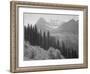 Trees And Bushes In Foreground Mountains In Bkgd "In Glacier National Park" Montana. 1933-1942-Ansel Adams-Framed Art Print