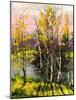 Trees And Bushes On The Bank Of The River-balaikin2009-Mounted Art Print