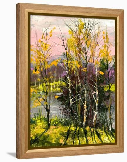 Trees And Bushes On The Bank Of The River-balaikin2009-Framed Stretched Canvas