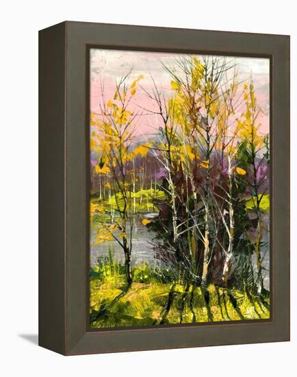 Trees And Bushes On The Bank Of The River-balaikin2009-Framed Stretched Canvas