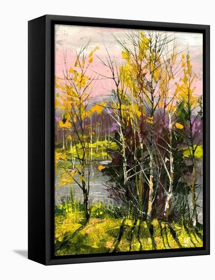 Trees And Bushes On The Bank Of The River-balaikin2009-Framed Stretched Canvas