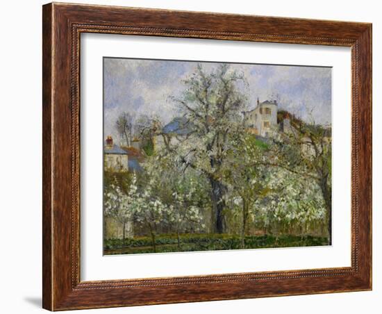 Trees and Flowers, Spring at Pontoise, 1877-Camille Pissarro-Framed Giclee Print