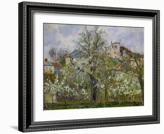 Trees and Flowers, Spring at Pontoise, 1877-Camille Pissarro-Framed Giclee Print