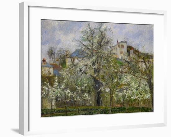 Trees and Flowers, Spring at Pontoise, 1877-Camille Pissarro-Framed Giclee Print