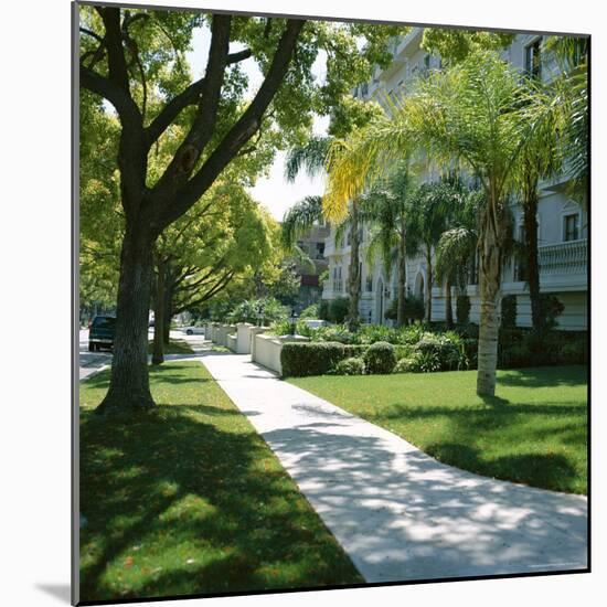 Trees and Grass Along Sidewalk, Beverly Hills, Los Angeles, California, USA-David Lomax-Mounted Photographic Print