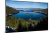 Trees at Lakeshore with Mountain Range in the Background, Lake Tahoe, California, USA-null-Mounted Photographic Print