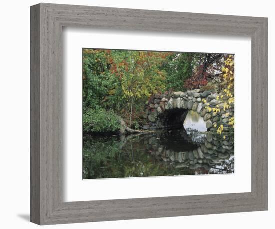 Trees by Pond and Stone Bridge at Hecksher Museum, Long Island, New York, USA-Merrill Images-Framed Photographic Print