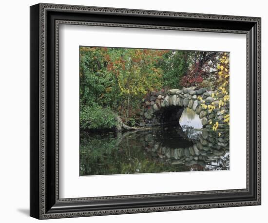 Trees by Pond and Stone Bridge at Hecksher Museum, Long Island, New York, USA-Merrill Images-Framed Photographic Print