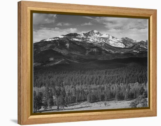 Trees Fgnd, Snow Covered Mts Bkgd "Long's Peak From North Rocky Mountain NP" Colorado 1933-1942-Ansel Adams-Framed Stretched Canvas