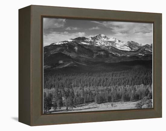 Trees Fgnd, Snow Covered Mts Bkgd "Long's Peak From North Rocky Mountain NP" Colorado 1933-1942-Ansel Adams-Framed Stretched Canvas