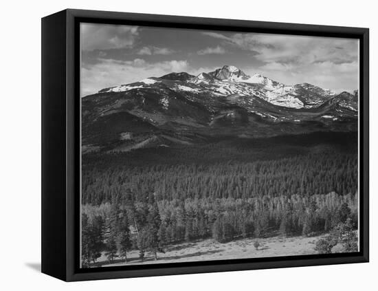 Trees Fgnd, Snow Covered Mts Bkgd "Long's Peak From North Rocky Mountain NP" Colorado 1933-1942-Ansel Adams-Framed Stretched Canvas