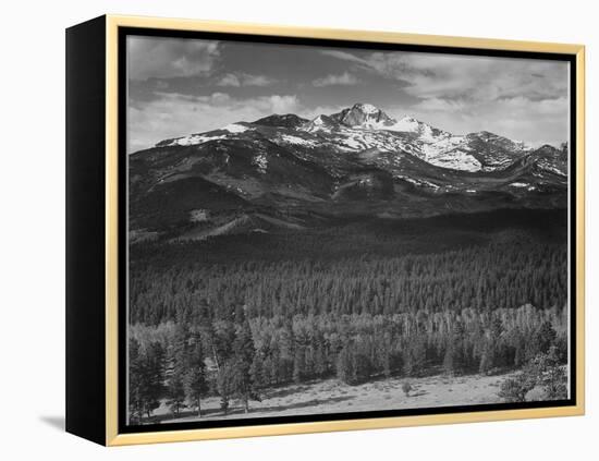 Trees Fgnd, Snow Covered Mts Bkgd "Long's Peak From North Rocky Mountain NP" Colorado 1933-1942-Ansel Adams-Framed Stretched Canvas