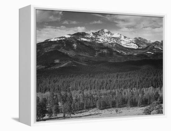 Trees Fgnd, Snow Covered Mts Bkgd "Long's Peak From North Rocky Mountain NP" Colorado 1933-1942-Ansel Adams-Framed Stretched Canvas