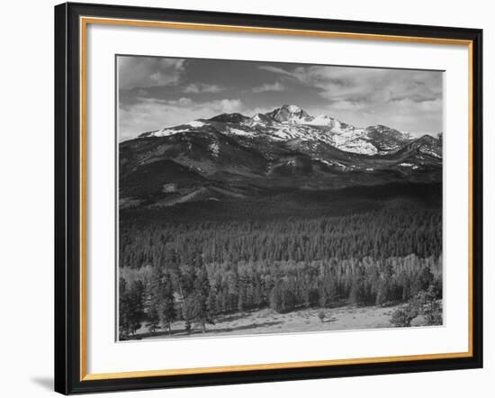 Trees Fgnd, Snow Covered Mts Bkgd "Long's Peak From North Rocky Mountain NP" Colorado 1933-1942-Ansel Adams-Framed Art Print