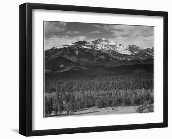 Trees Fgnd, Snow Covered Mts Bkgd "Long's Peak From North Rocky Mountain NP" Colorado 1933-1942-Ansel Adams-Framed Premium Giclee Print