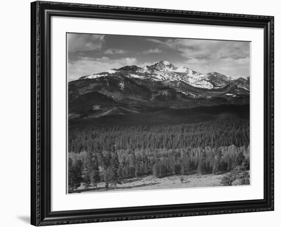 Trees Fgnd, Snow Covered Mts Bkgd "Long's Peak From North Rocky Mountain NP" Colorado 1933-1942-Ansel Adams-Framed Art Print