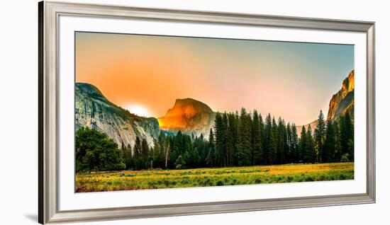 Trees in a Forest with Mountain Range in the Background, Yosemite National Park, California, USA-null-Framed Photographic Print