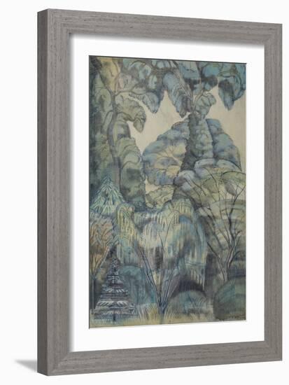 Trees in Bird Garden, Iver Heath, 1913 (W/C & Pencil on Paper)-Paul Nash-Framed Giclee Print