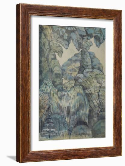 Trees in Bird Garden, Iver Heath, 1913 (W/C & Pencil on Paper)-Paul Nash-Framed Giclee Print